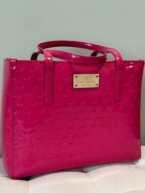 Kate Spade New York hot pink patent Yaletown Tote Bag